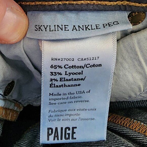 PAIGE Dark Wash Skyline Ankle Peg Jeans Size 26 - Picture 7 of 15